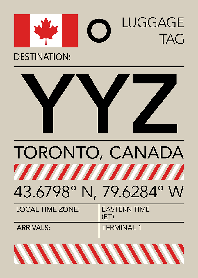 YYZ Toronto, Canada Airport Luggage Tag
