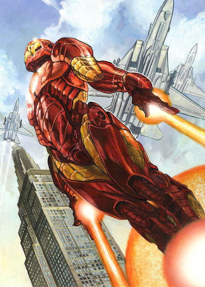 Iron Man Ascends Cityscape