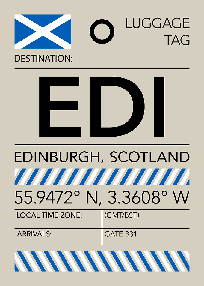 EDI Edinburgh, Scotland Airport Luggage Tag