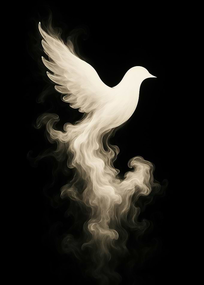 Dove in Flight Made of Smoke