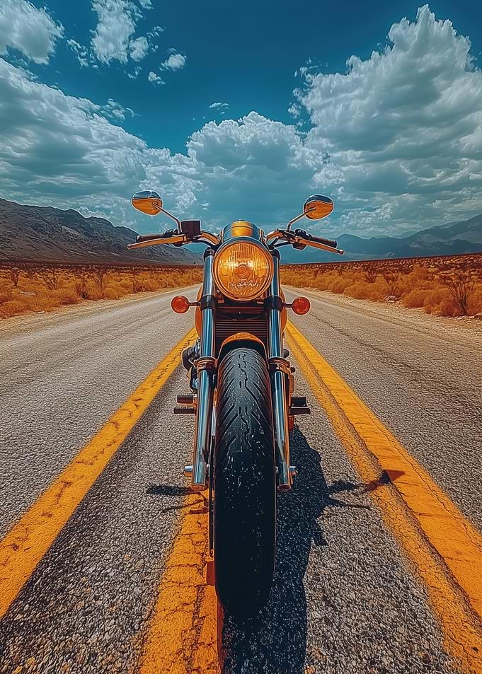 Motorcycle on Desert Road