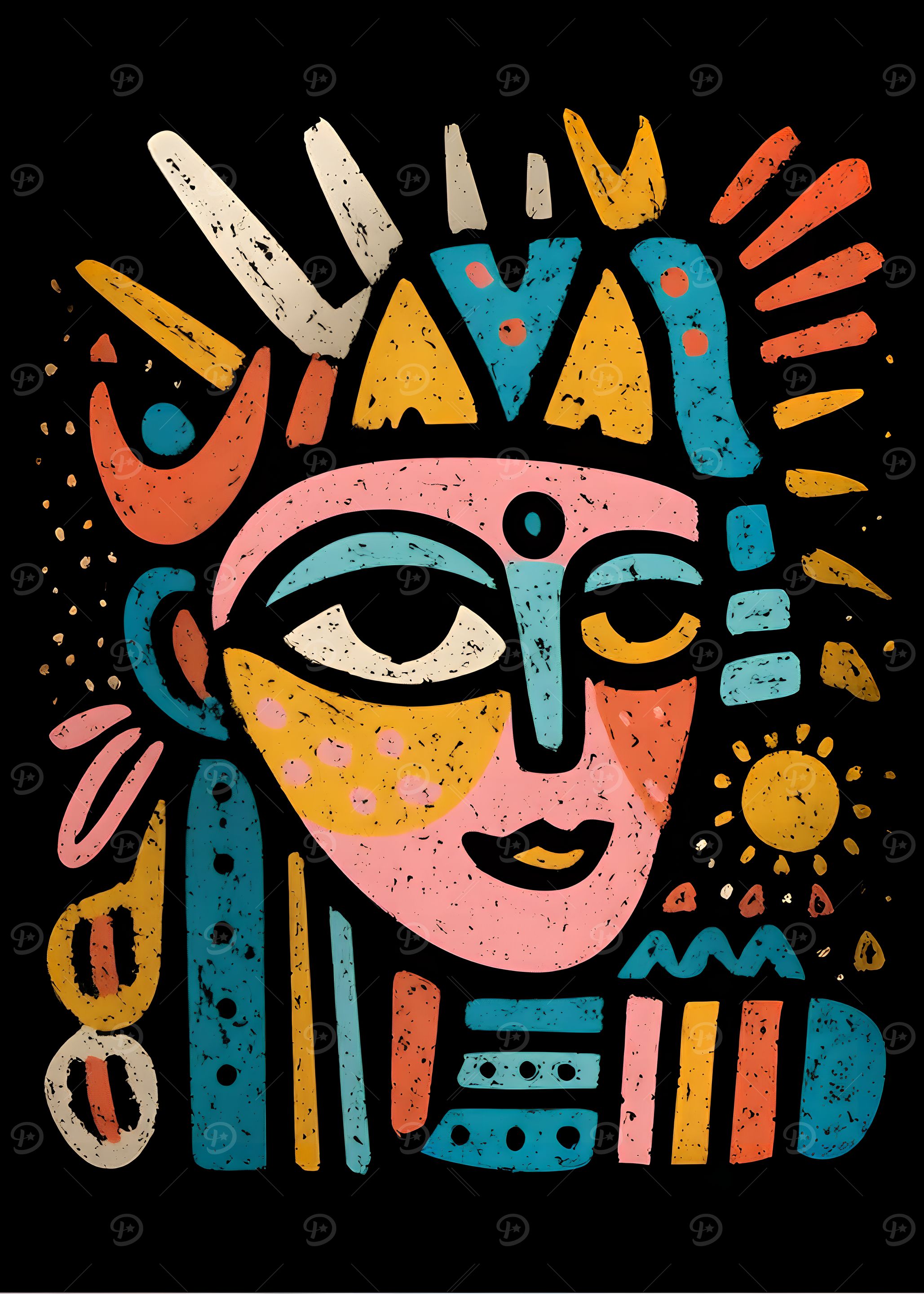 Abstract Face with Geometric Elements