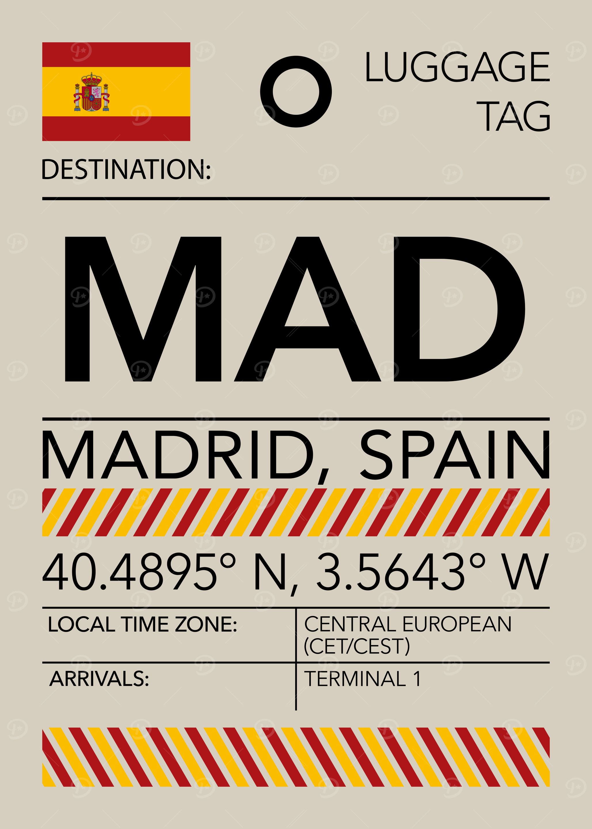 MAD Madrid, Spain Airport Luggage Tag