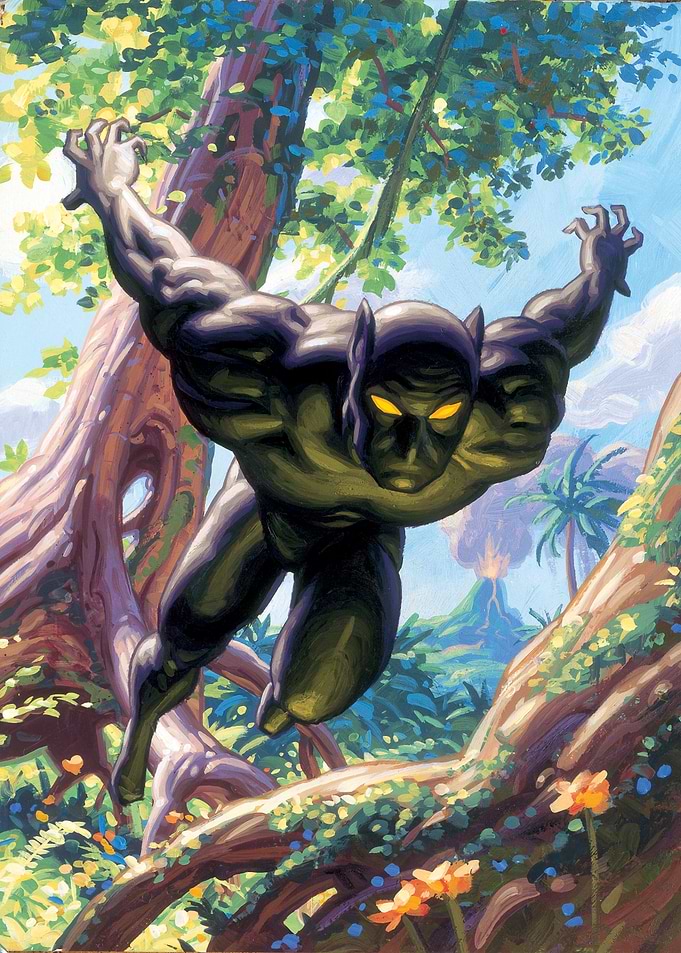 Black Panther Leaping in Action