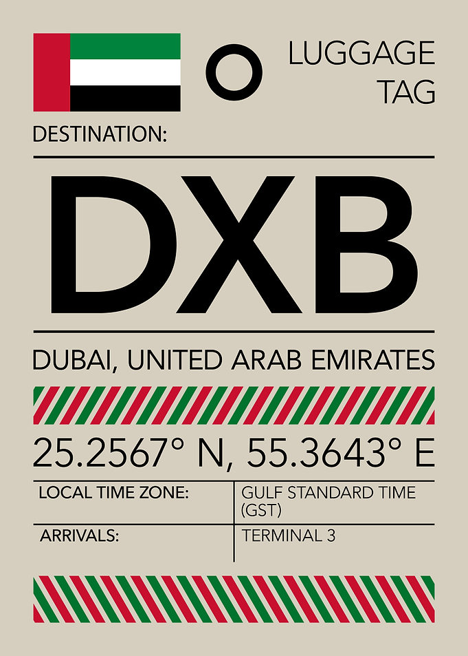 DXB Dubai, UAE Airport Luggage Tag