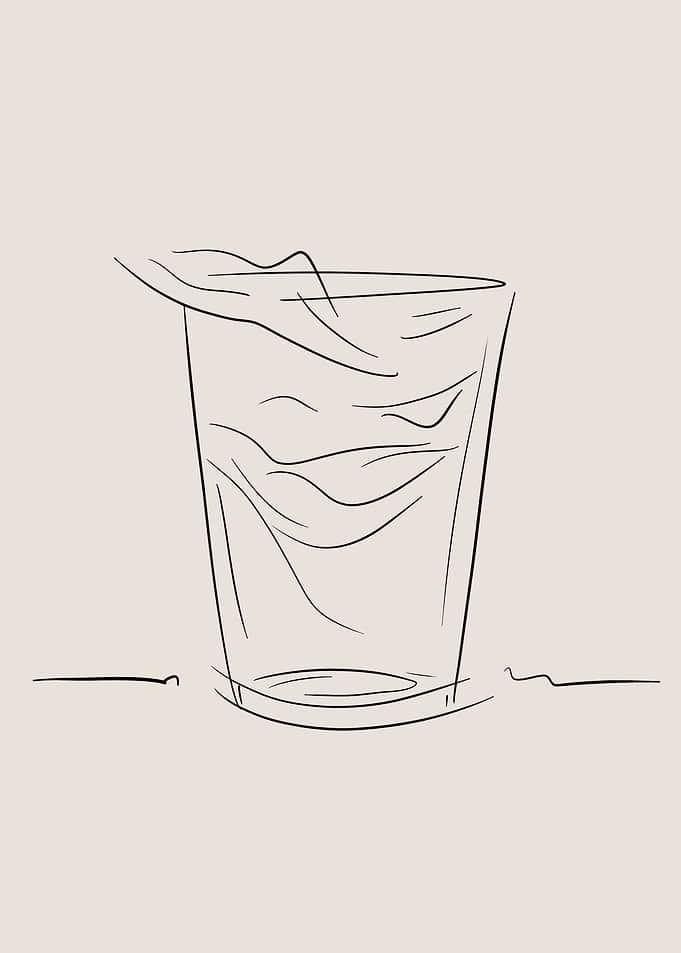 Glass of Water Line Art