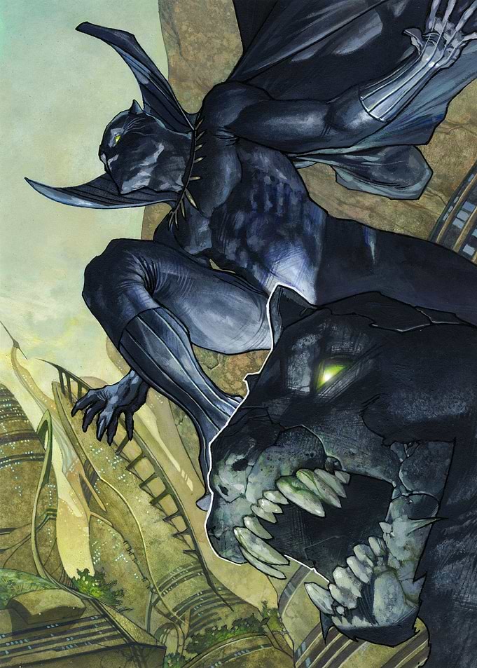 Caped Black Panther at the Ready