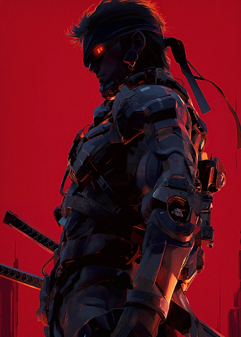 Cyberpunk Ninja Warrior with Glowing Eyes