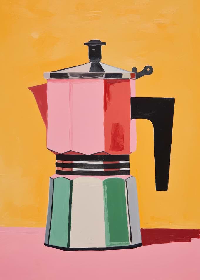 Colorful Moka Pot Still Life Painting