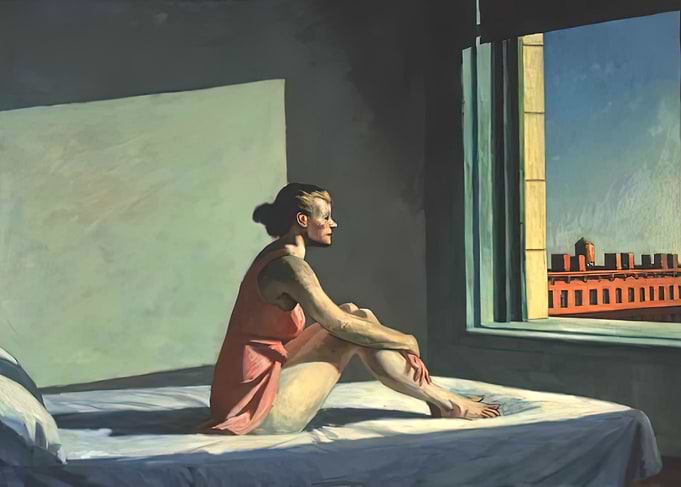 morning sun Woman in Sunlit Room Painting