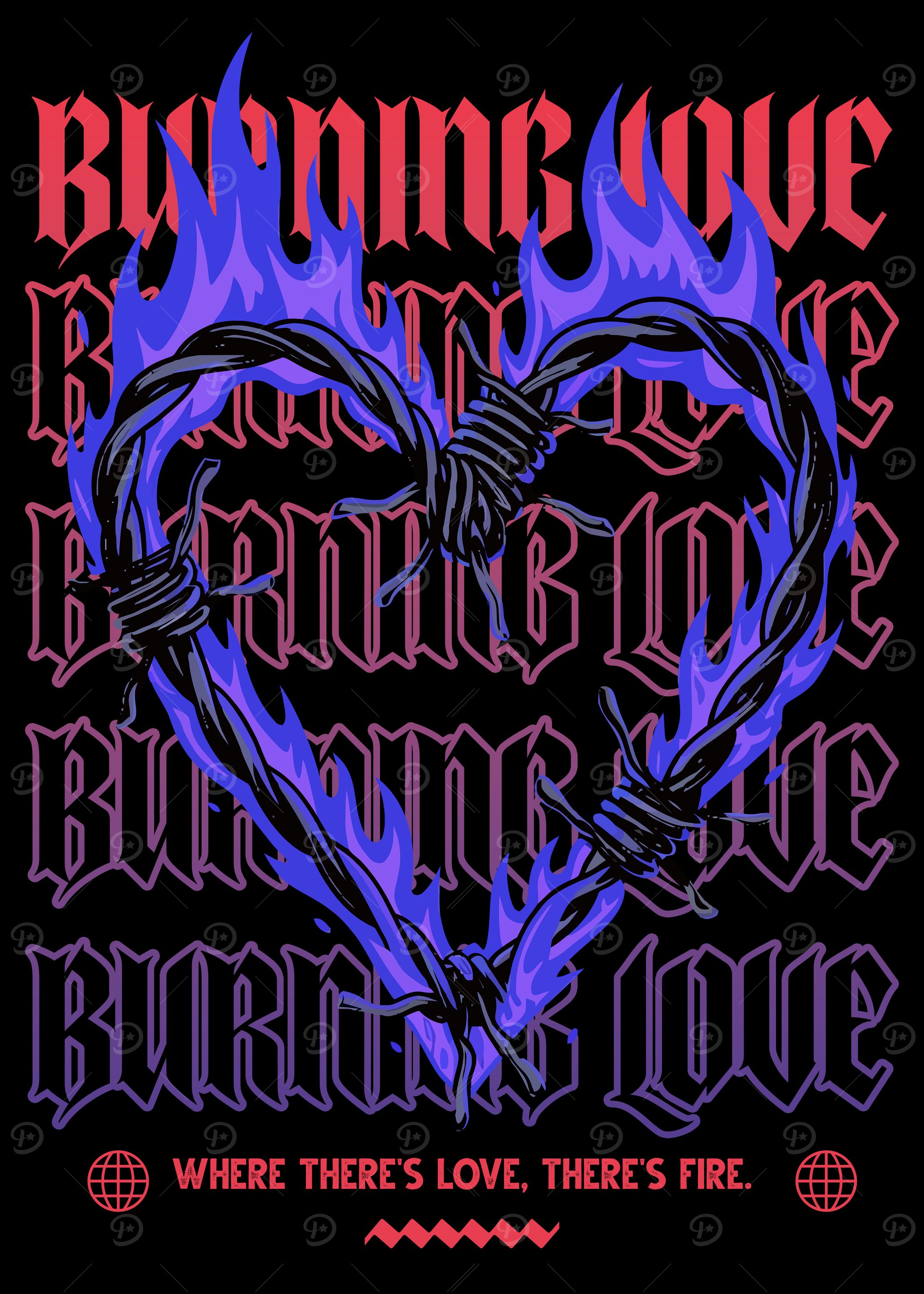Burning Love Barbed Wire Heart