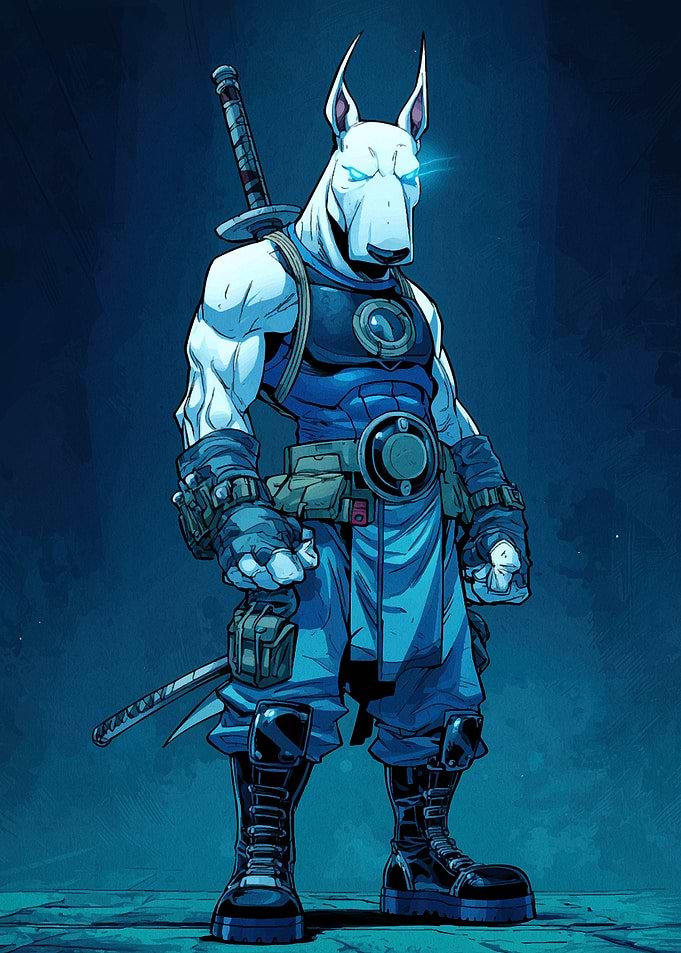 Anthropomorphic Dog Warrior with Swords