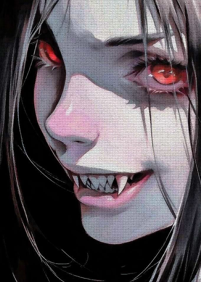 Vampire Portrait with Red Eyes