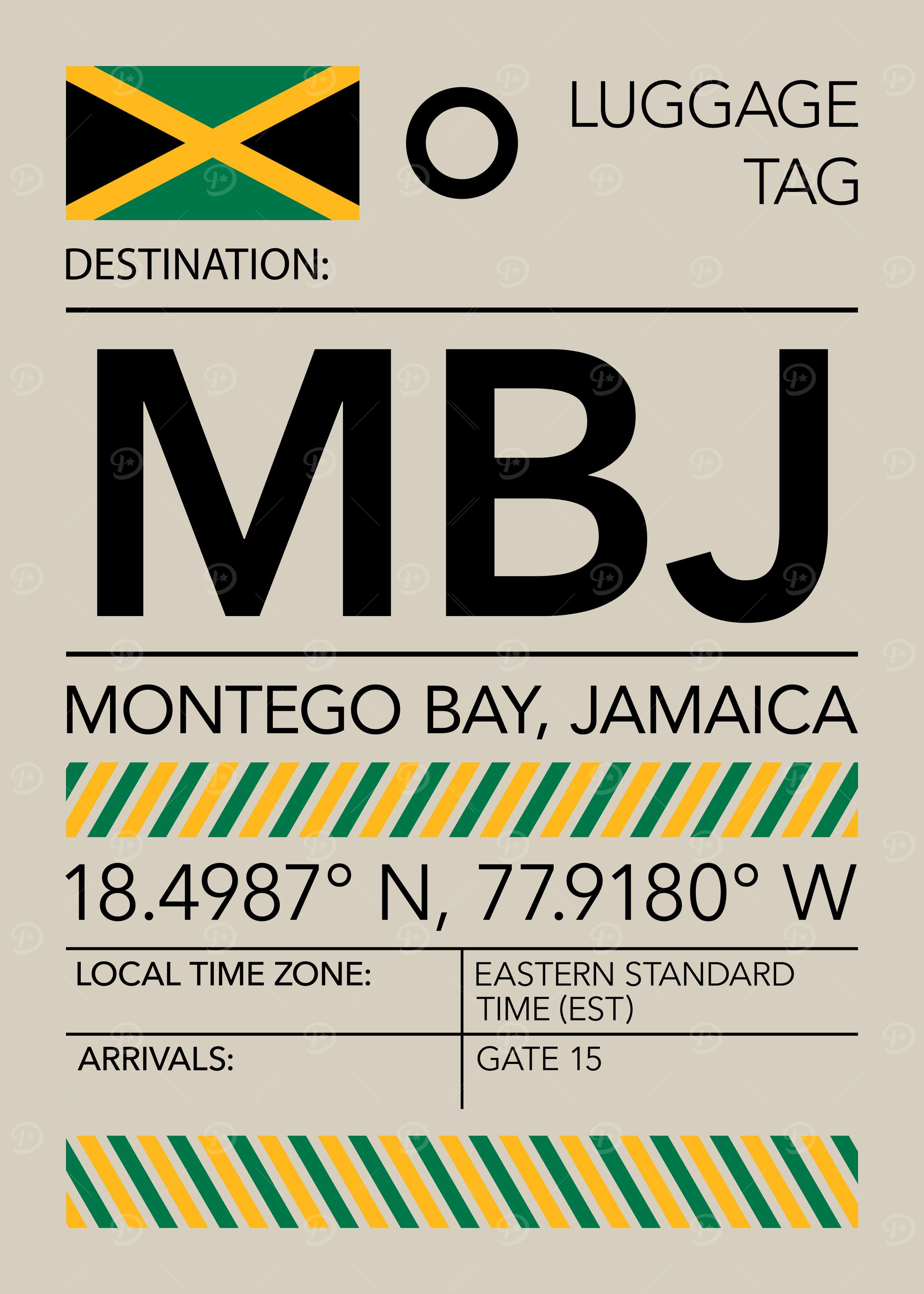 MBJ Montego Bay, Jamaica Airport Luggage Tag