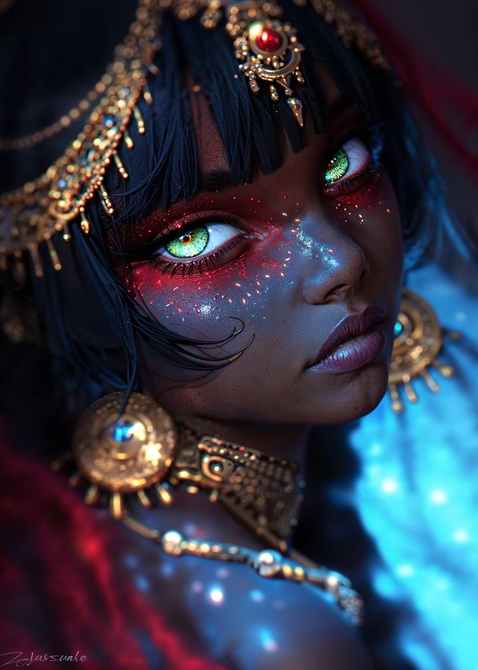 Exotic Woman with Emerald Eyes