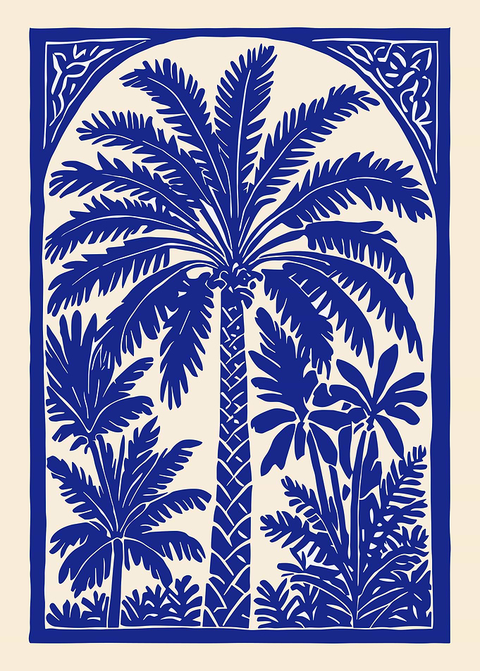 Blue Palm Tree Illustration