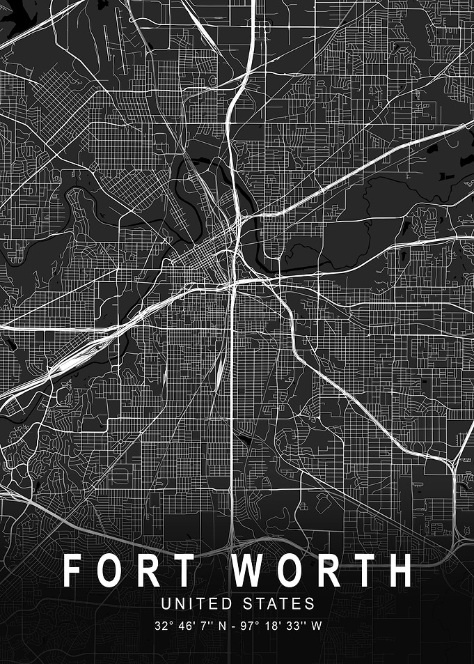 Fort Worth Dark Map