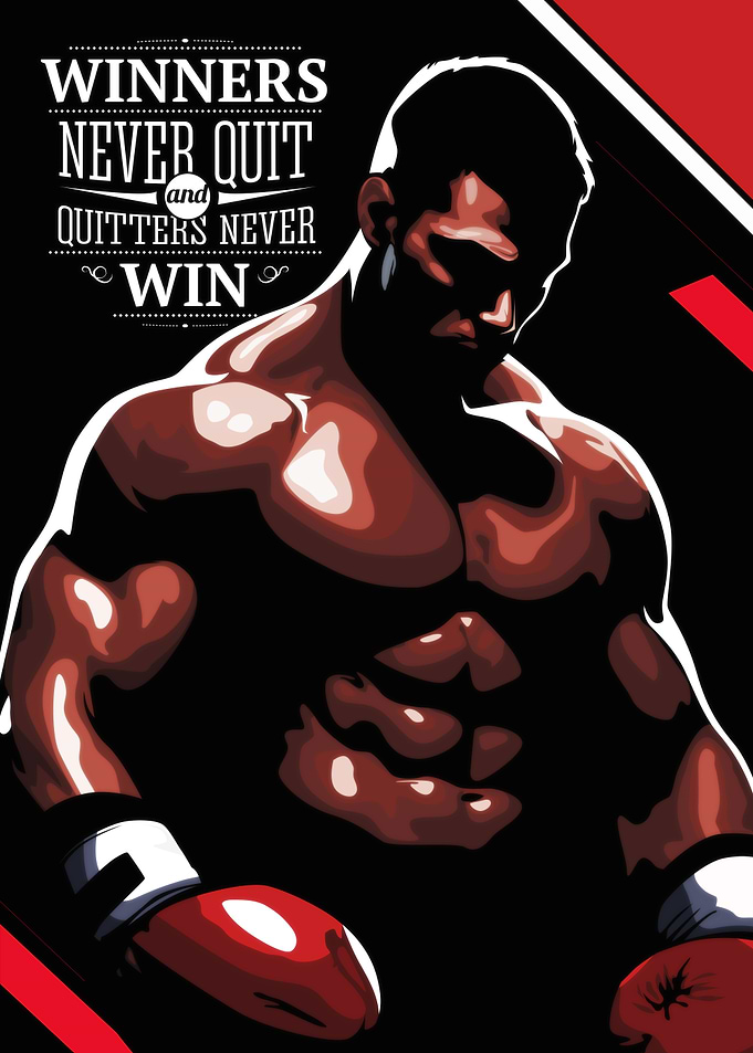 Winners Never Quit Boxing Art