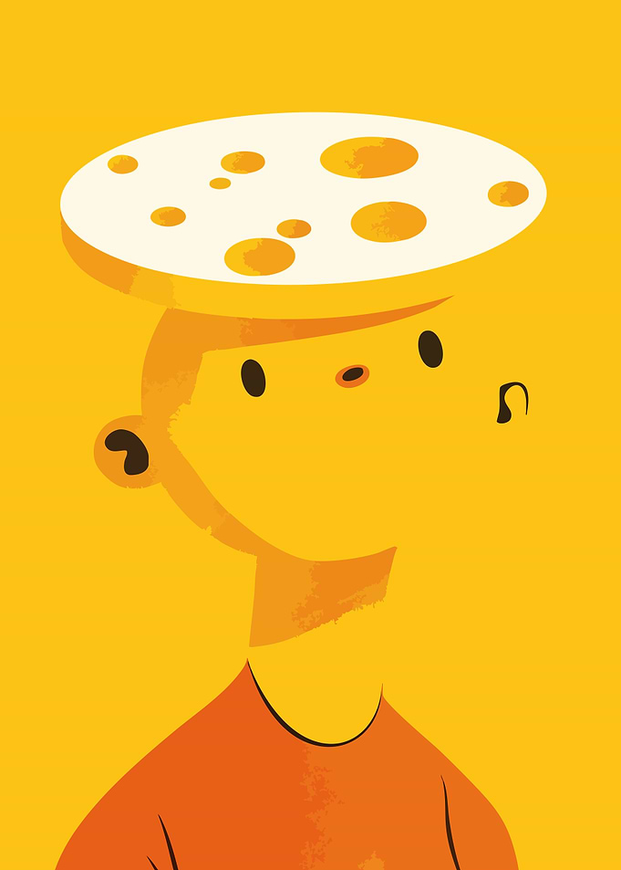 Cheese Being Surreal Art Humor Cute Funny Minimalist Art Illustration