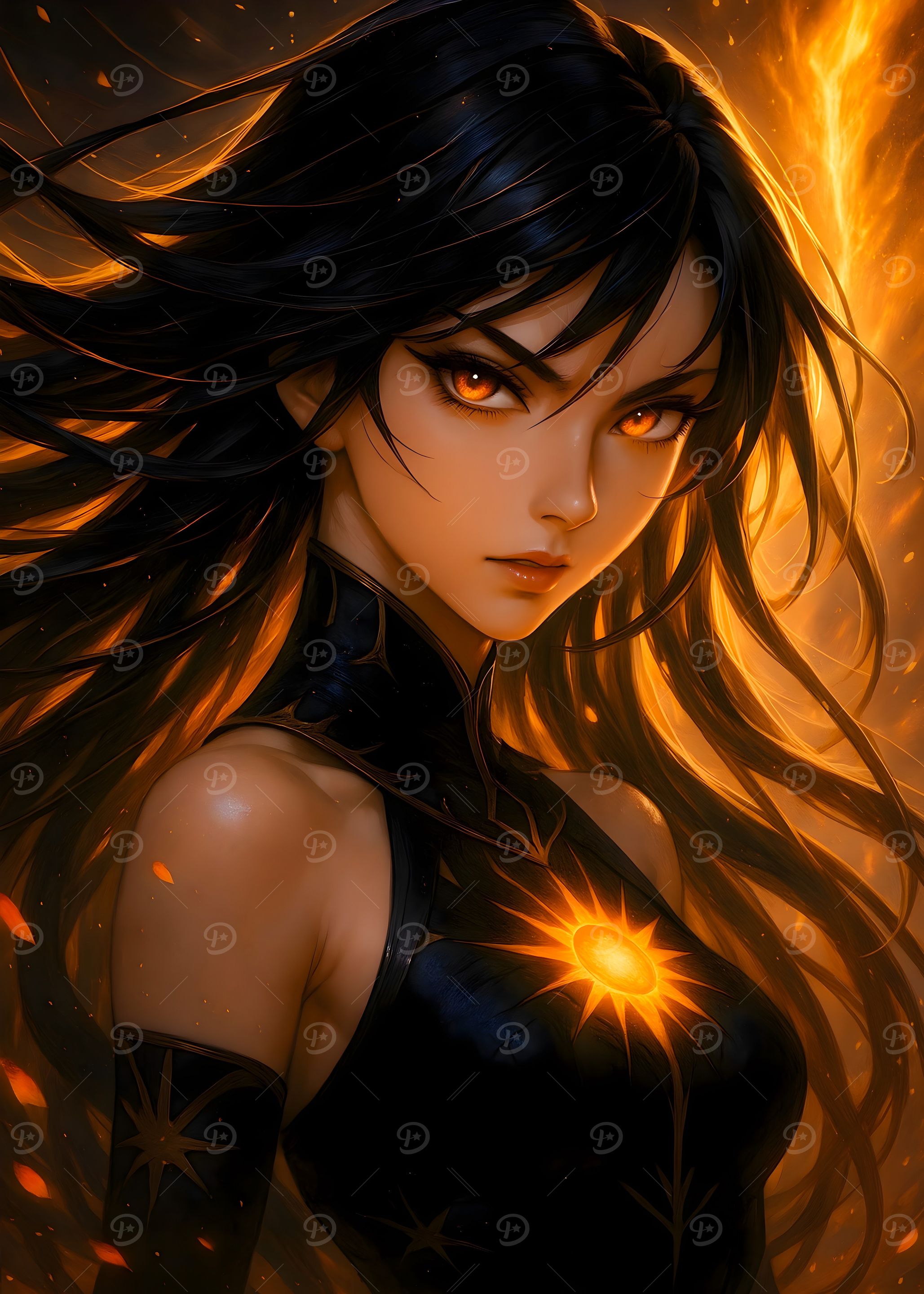 Anime Girl with Fiery Aura