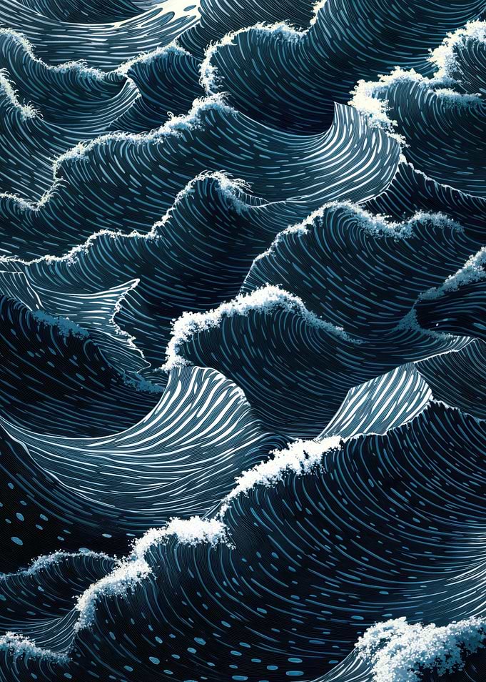 Japandi Wall Art Wabi Sabi Print Mid century Modern Navy Blue Wall Art Minimalist Japanese Wall Art Ocean Wall art Blue Wall Art