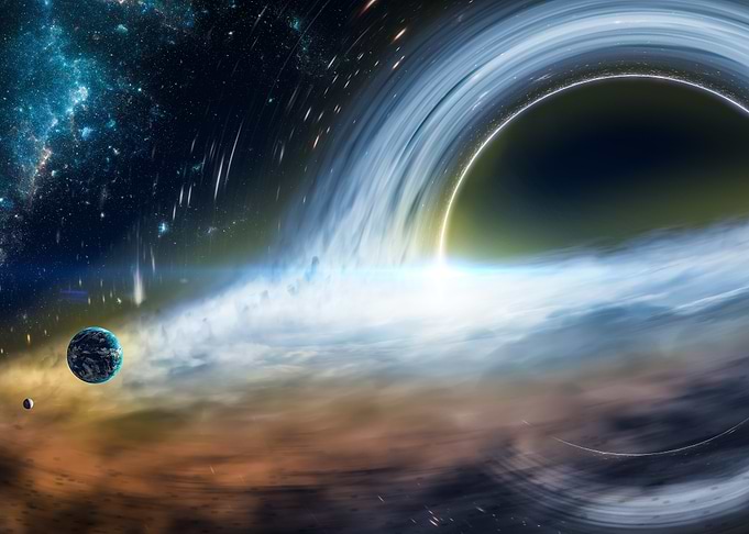 Black Hole and Planet in Space