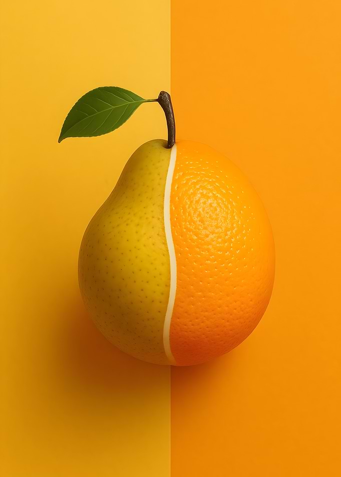 Hybrid Pear Orange Fruit Still Life