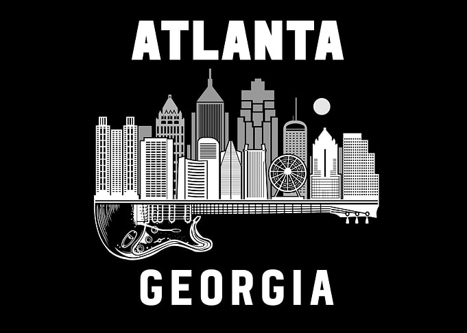 Atlanta Skyline Guitar Music Georgia Souvenir Atlanta