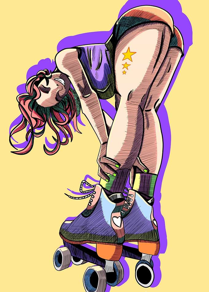 Roller Skater Girl Illustration