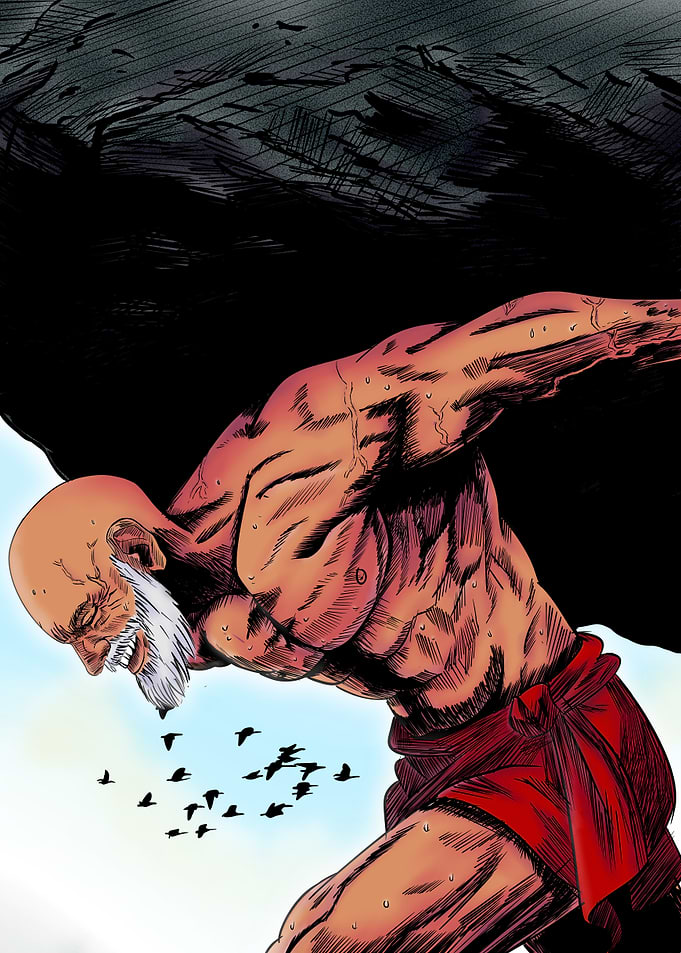 Sisyphus Carrying Boulder