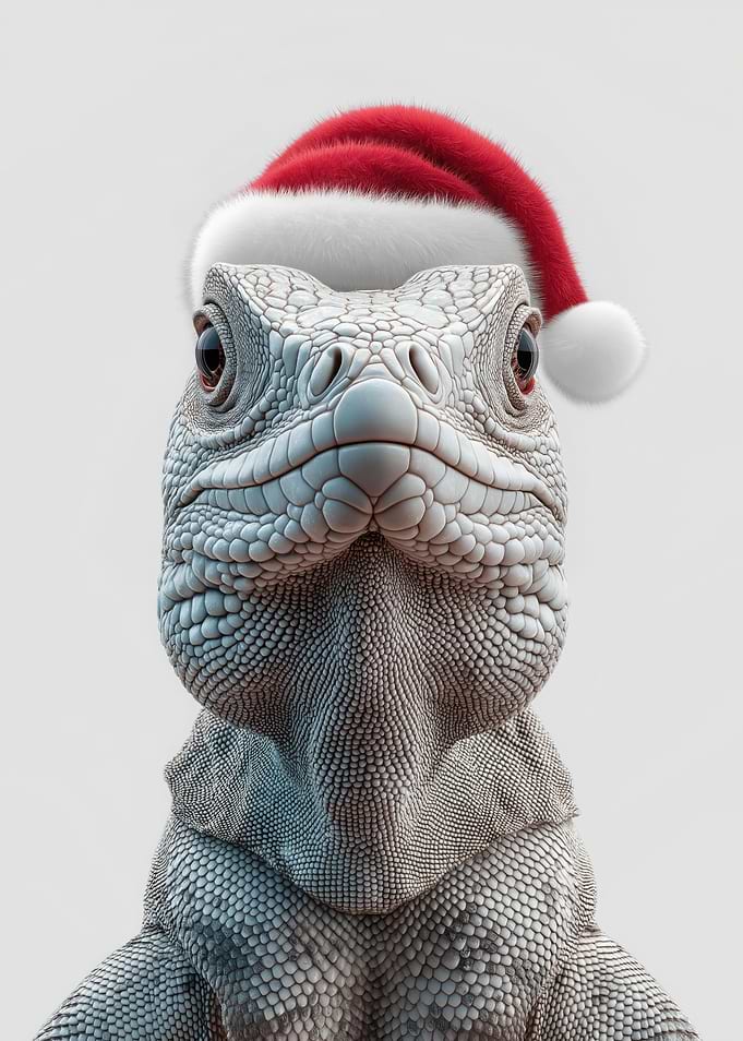 Christmas Iguana in Santa Hat