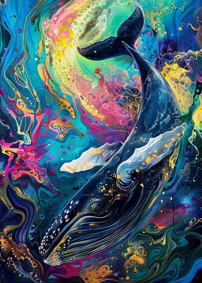 Colorful Whale Abstract Art