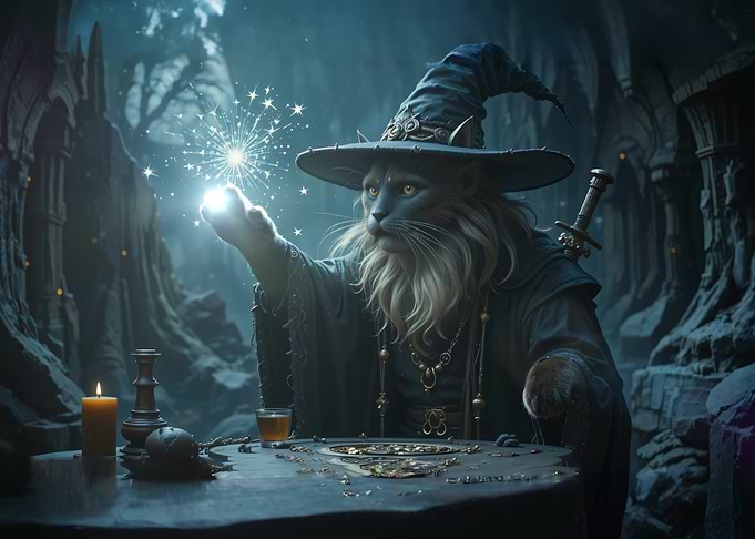 Wizard Cat Casting a Spell