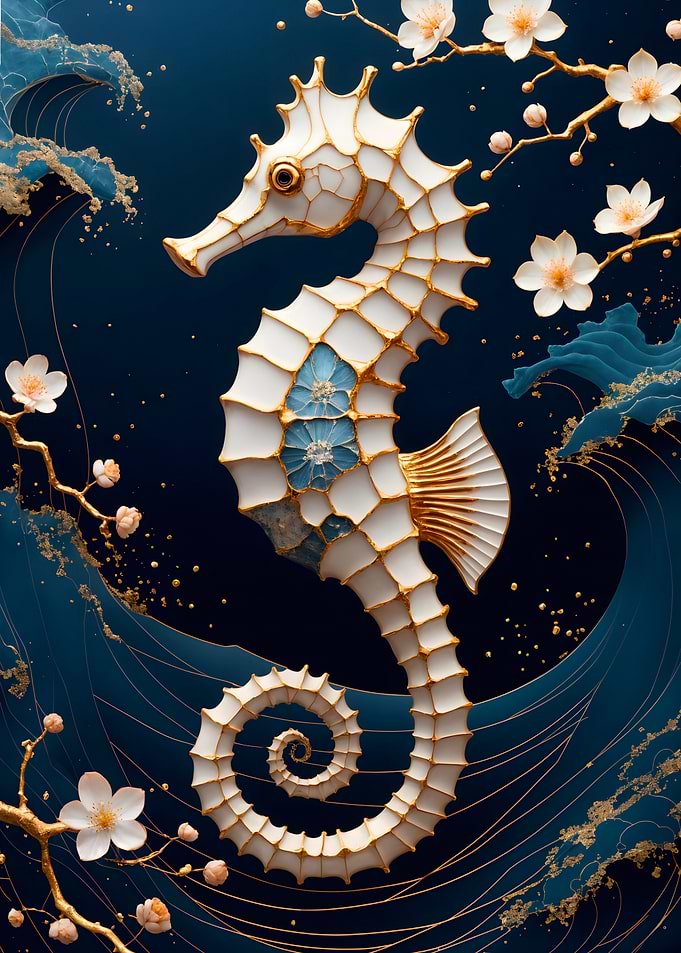 Seahorse Kintsugi Art