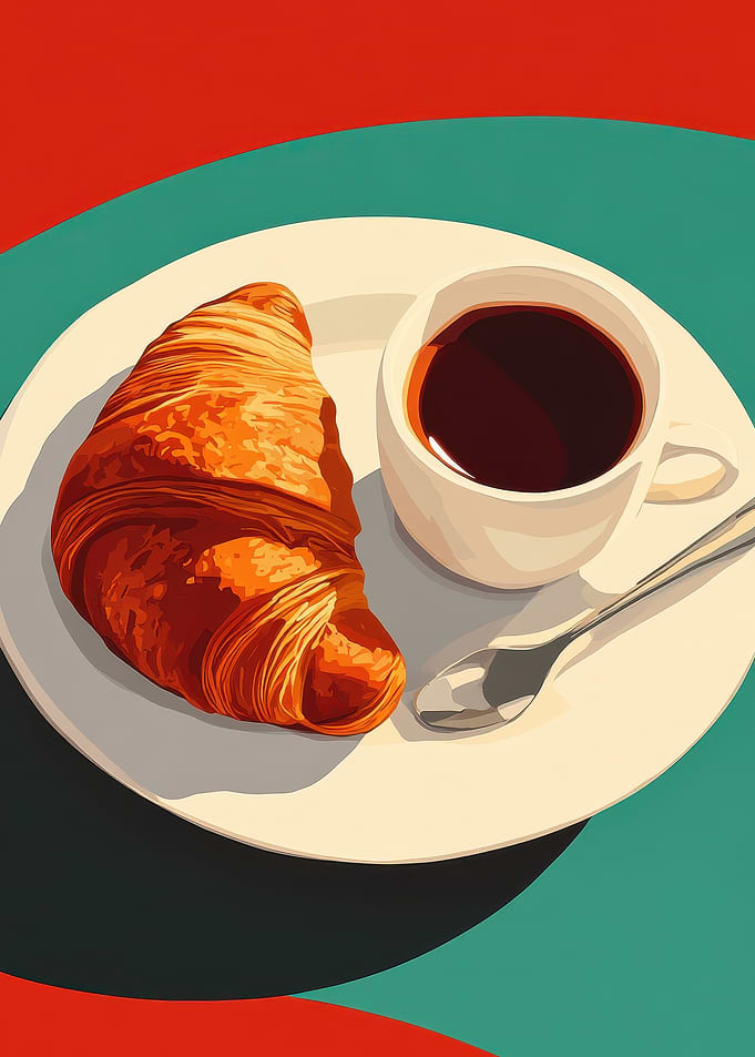 Croissant and Coffee Still Life