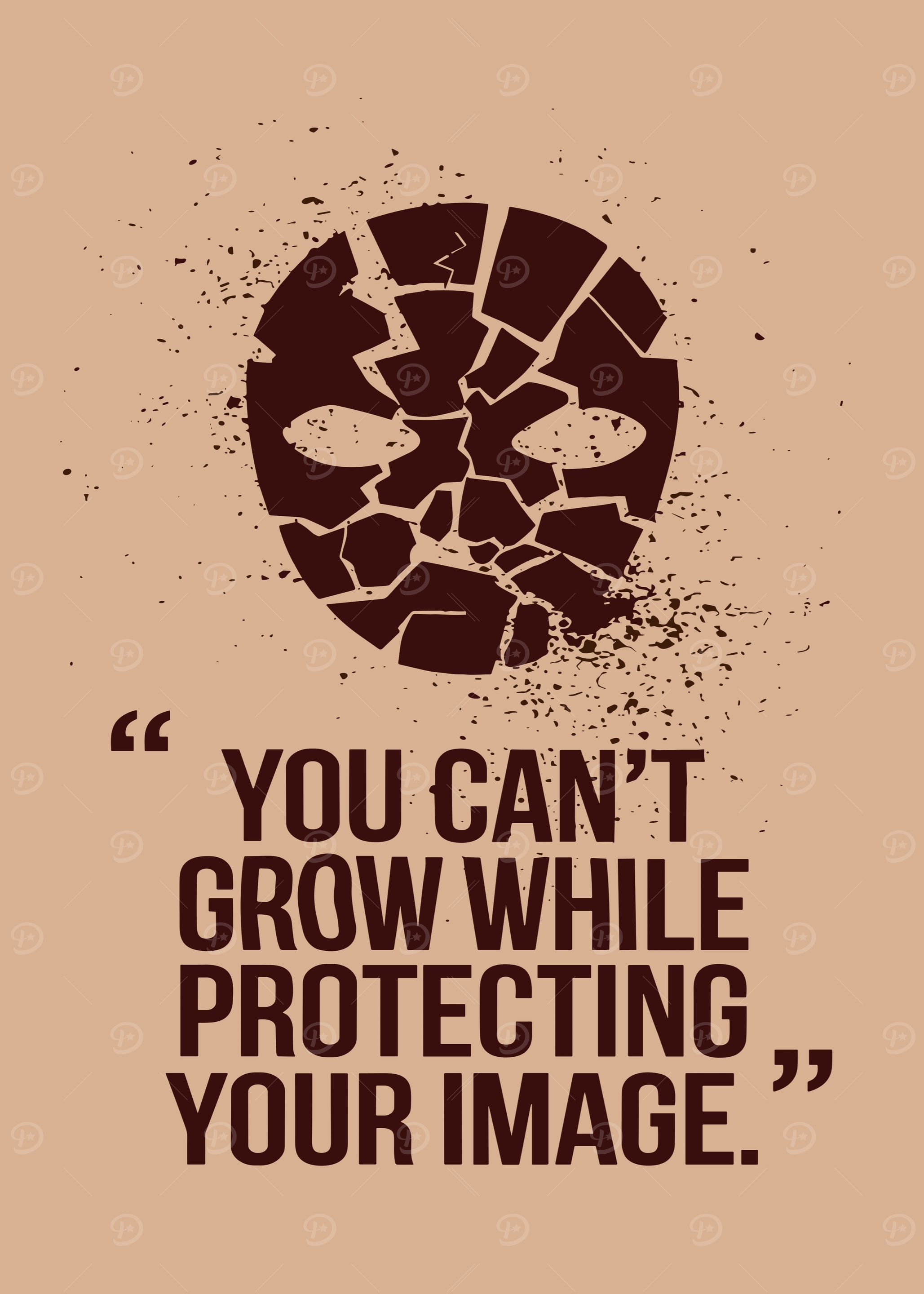 Broken Mask with Motivational Quote