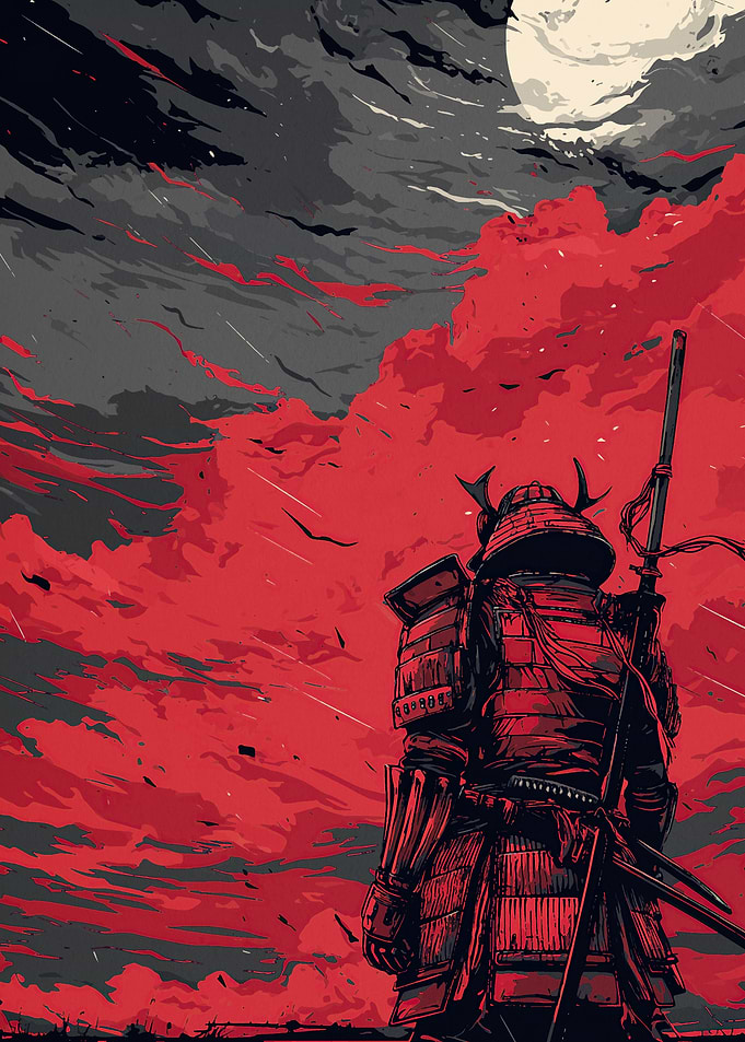 Samurai Warrior Red Sky