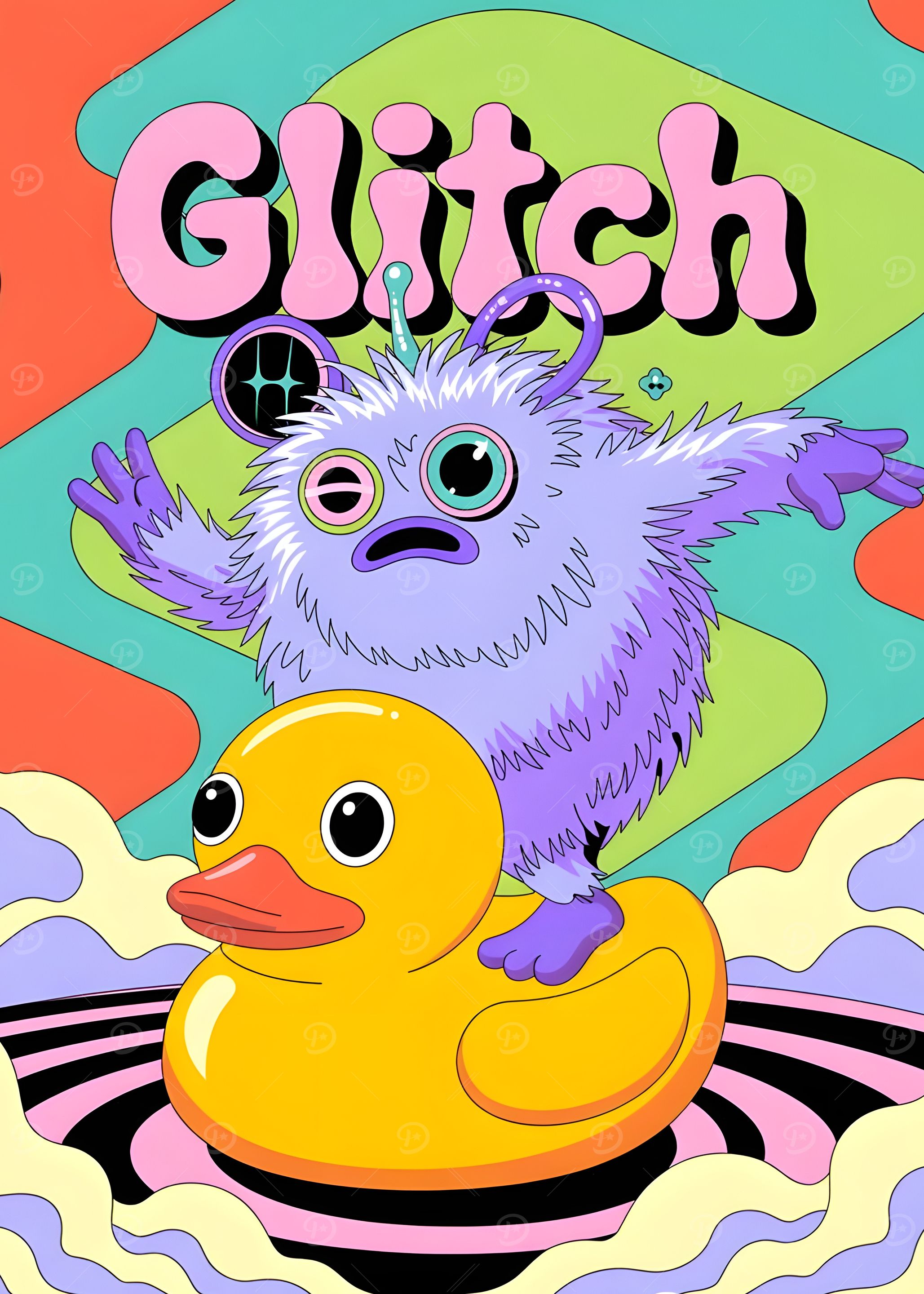 Glitch Monster on Rubber Duck