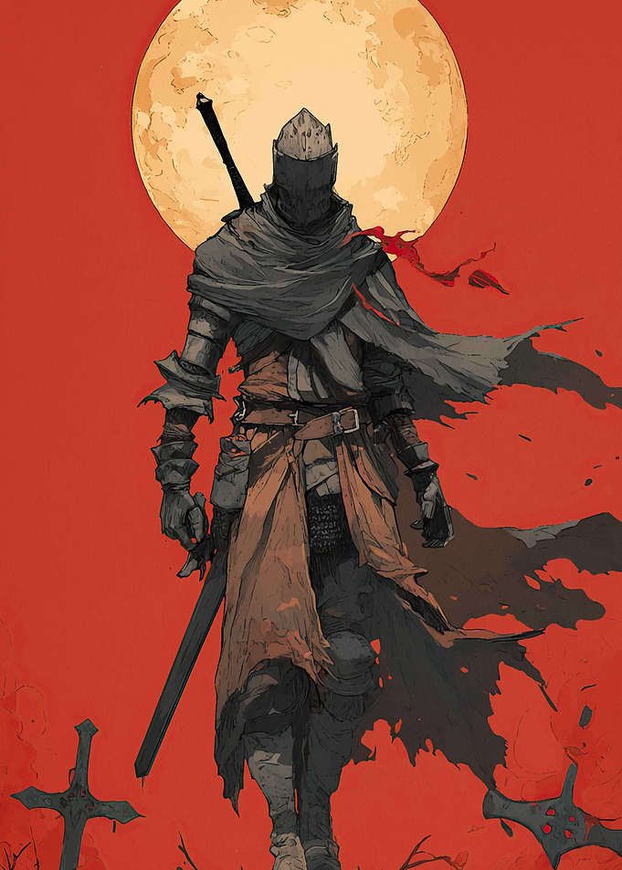 Dark Knight Under Moon