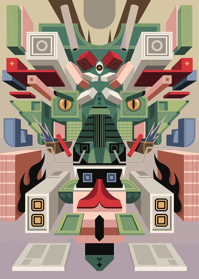 Abstract Geometric Face Illustration
