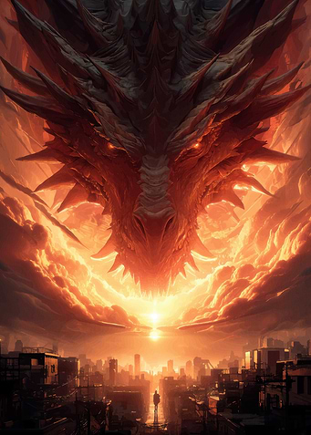 Dragon Overlooking Sunset
