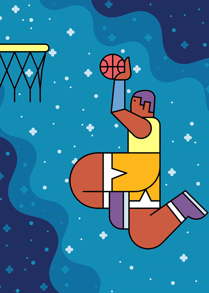 Basketball Player in Space Illustration