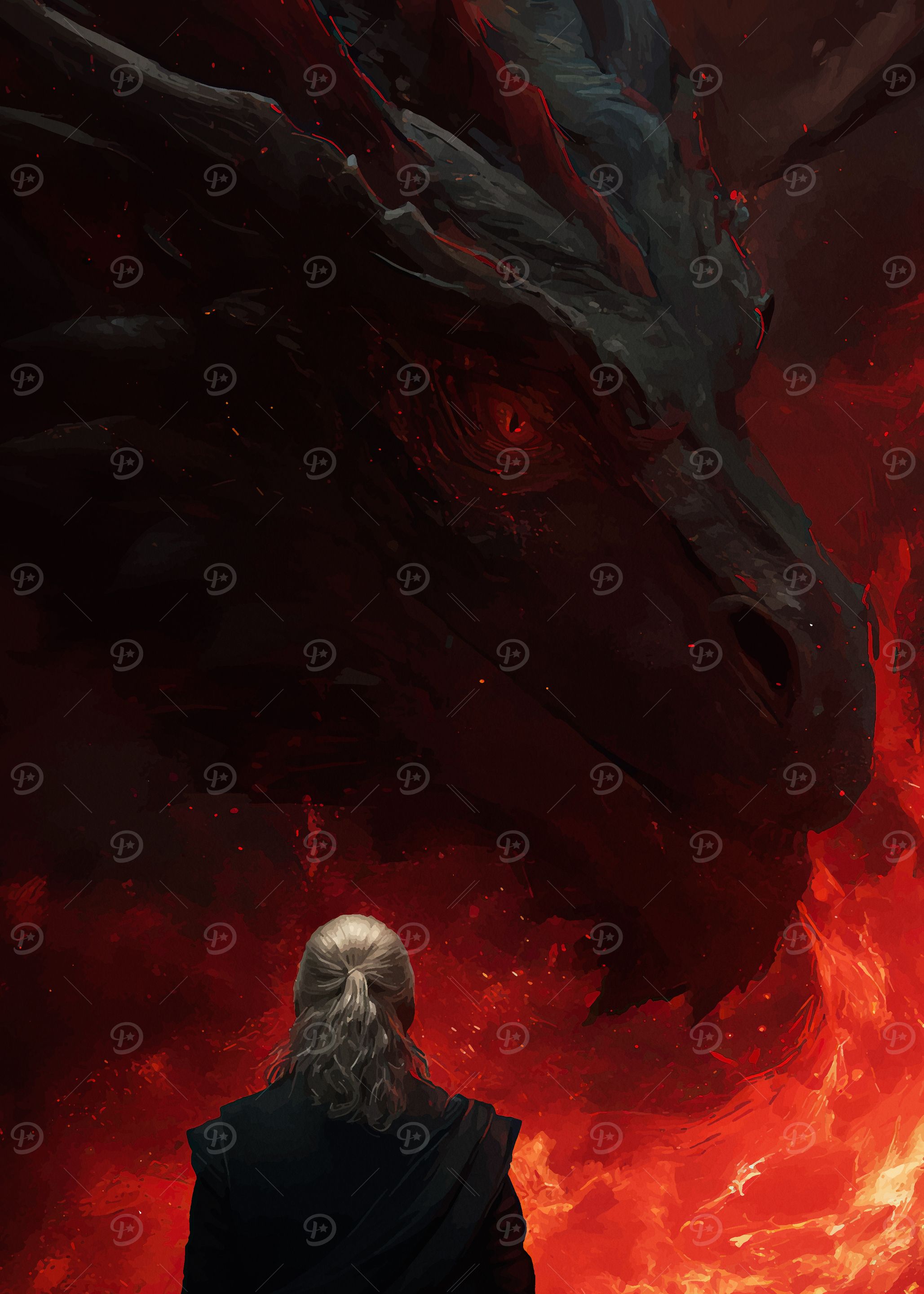 Dragon Man Fiery Landscape