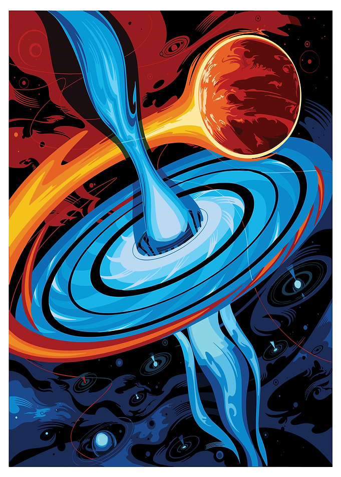 Black Hole and Planet Illustration