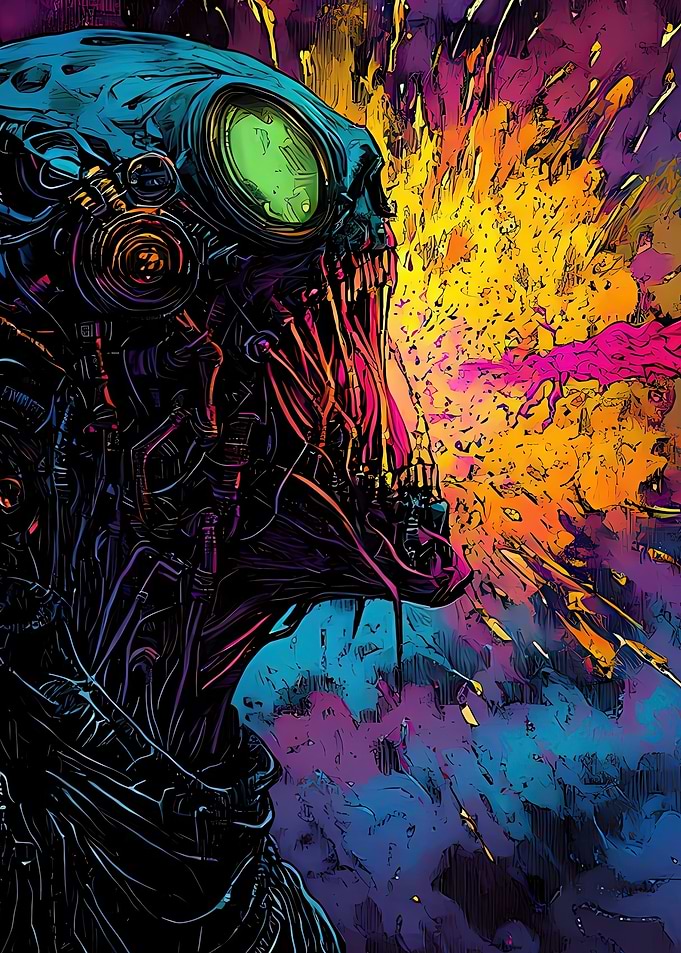 Cyberpunk Alien Explosion