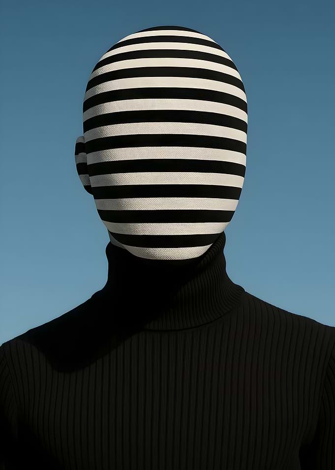 Striped Head Black Turtleneck
