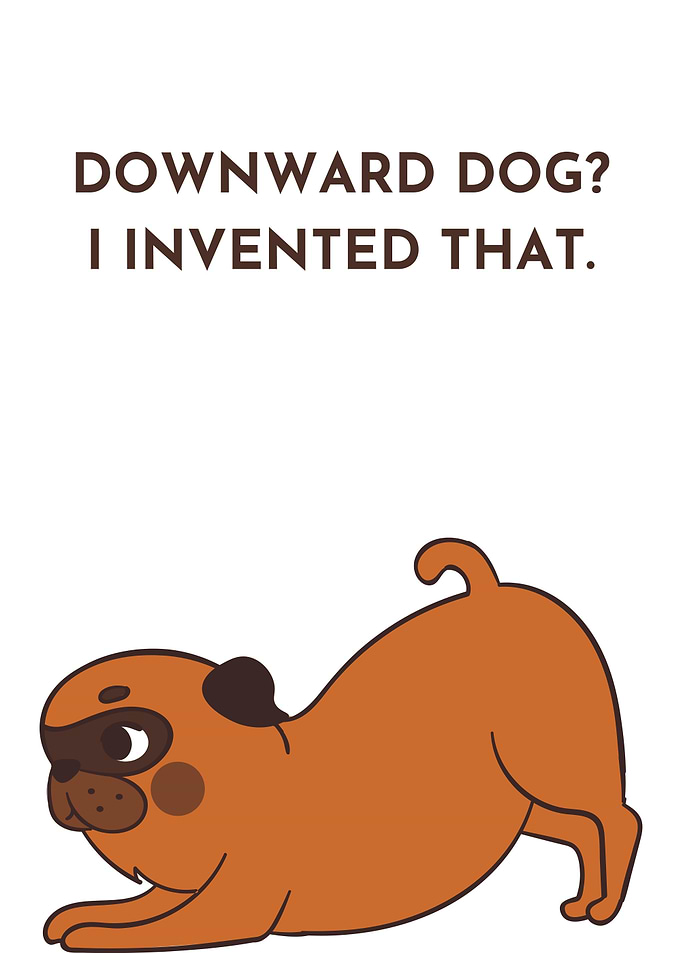 Downward Dog Pug Cartoon