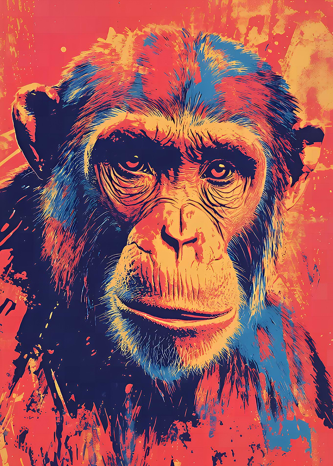Colorful Chimpanzee Portrait
