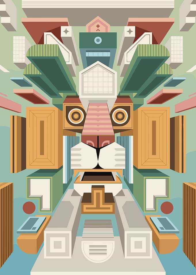 Abstract Geometric Lion Illustration