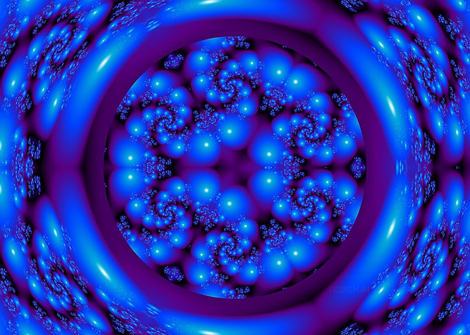 'Tribubblia Circle' Blue and Purple Fractal Art